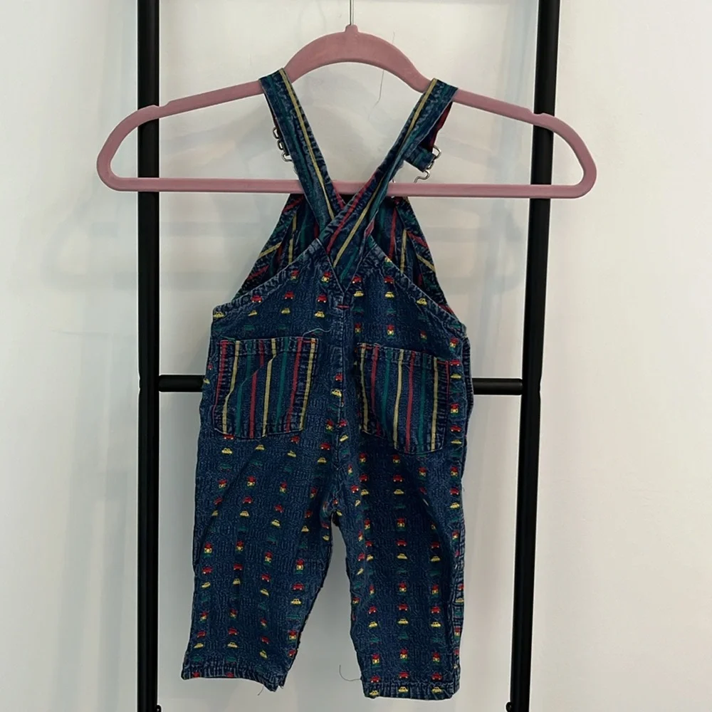 Vintage Oshkosh B’Gosh Car  Overalls Shirt Set Size 6-9 Months USA